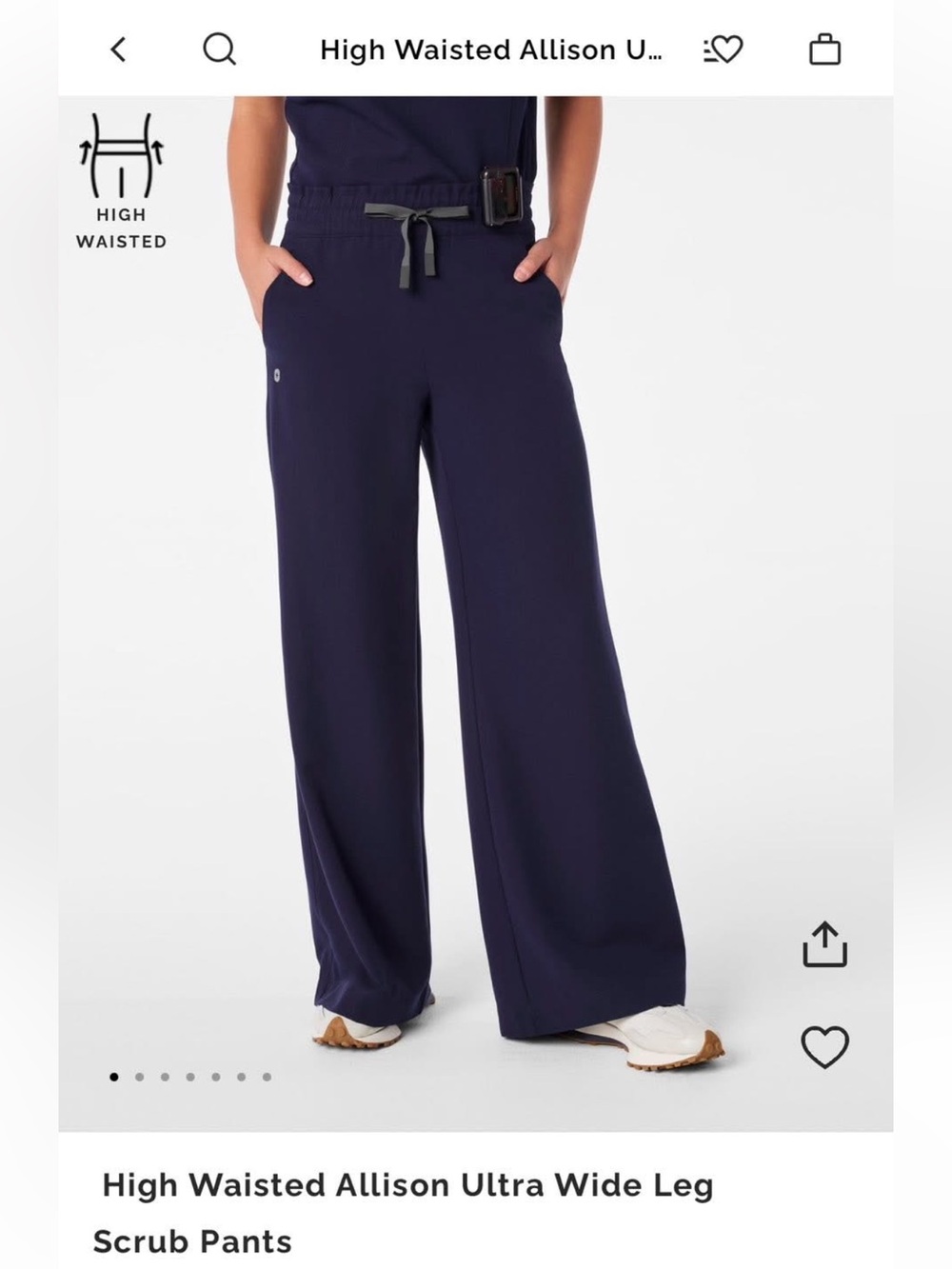 Figs High-Waisted Ultra Wide Leg Scrub Pants - Navy